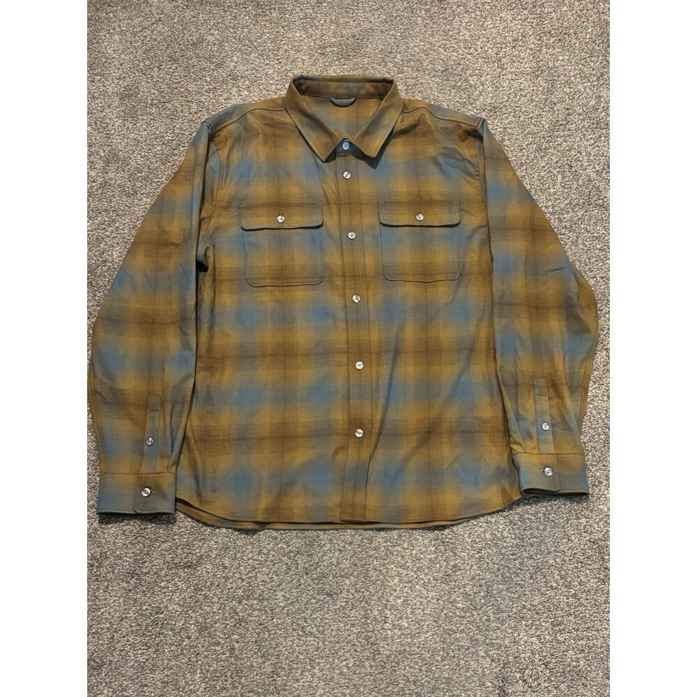 Vuori Flannel Button Down Mens XL Bluegrass Plaid V1142 Stretch L/S Shirt